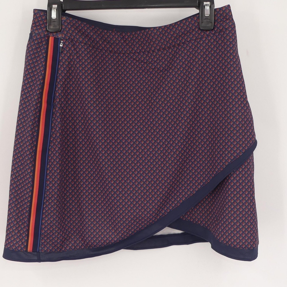 Peter Millar Deco Star Laura Wrap Golf Skort Women's M Blue Geometric‎ UPF 50